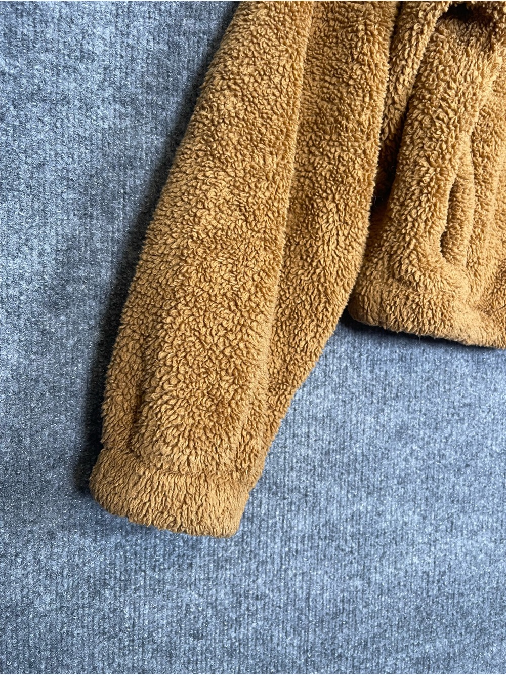 Sunday Best Aritzia Womens Medium Camel Brown Teddy Full Zip Fuzzy Fleece Jacket - Picture 4 of 11